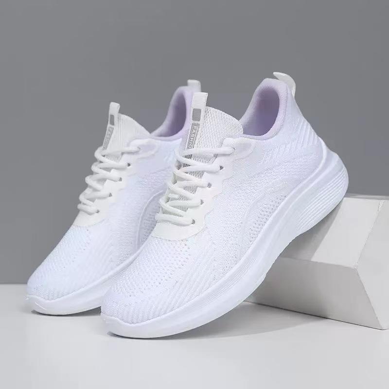 

Soft-soled lightweight walking shoes New little white shoes Breathable fly-woven sports running shoes Student travel shoes Mesh women s shoes 36