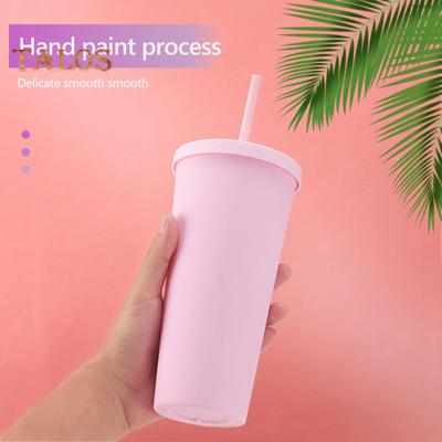 720 ML Kapaklı ve Samanlı Kahve Bardağı Çift Duvar Vakum Seyahat Kahve Kupa Geniş Ağızlı Sızdırmaz Yeniden Kullanılabilir Su Bardağı
