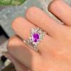Zhuo Zhifan Lace Pink Bao S925 Silver Ring 6x8mm Pigeon Egg Style for Women