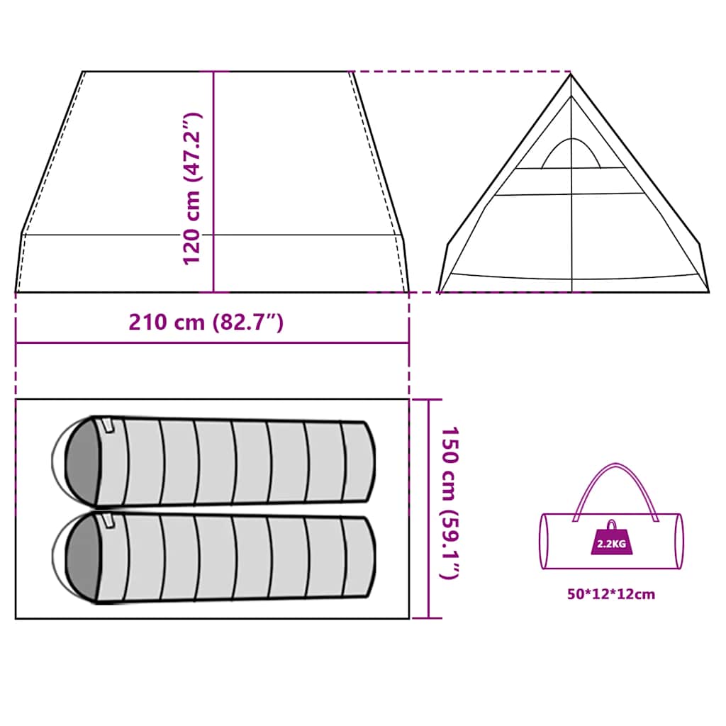 Camping Wedge Tent for 2 Persons White Blackout Waterproof