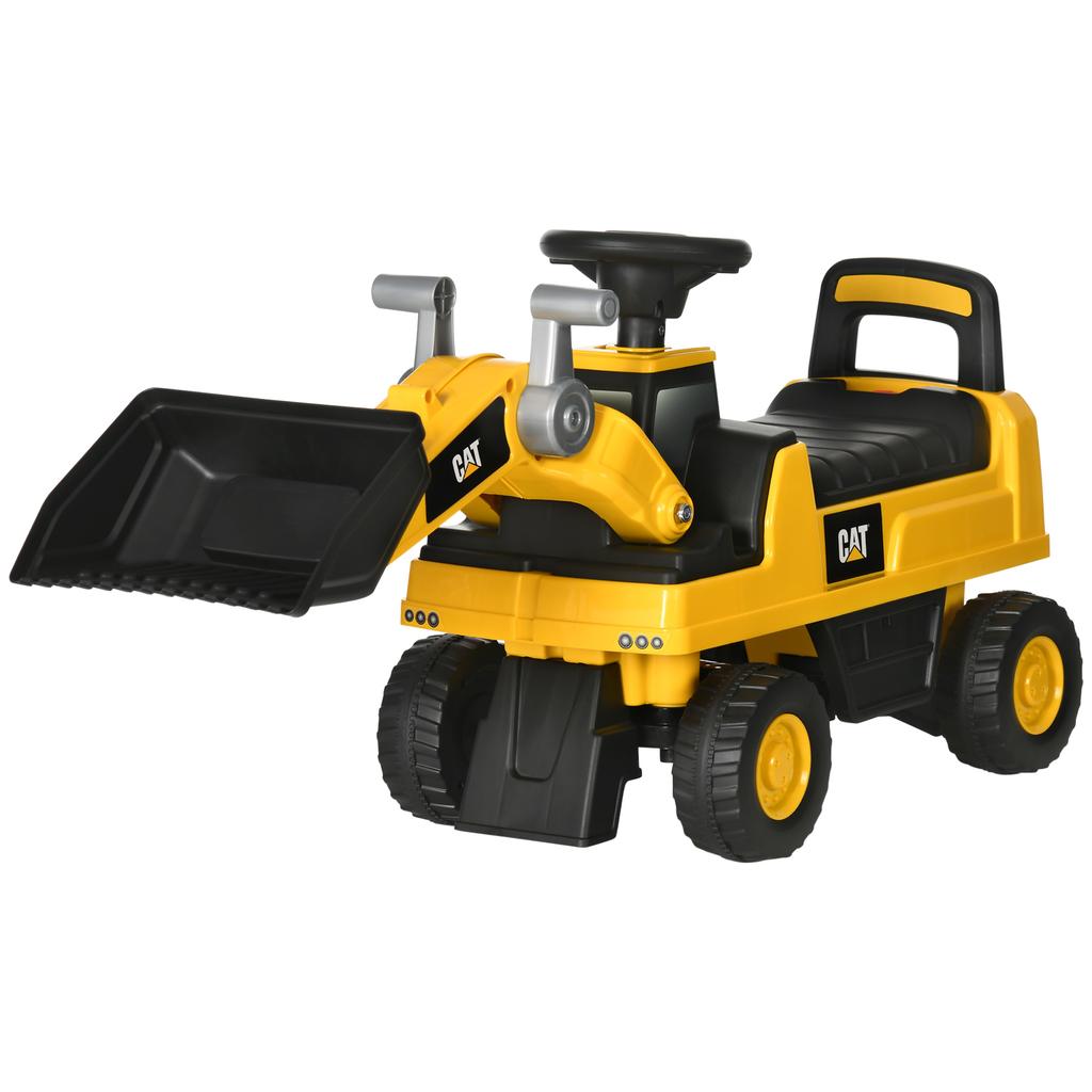 Kids Excavator, Ride-On, Operable Excavator Bucket, Anti-Tip Protection, Non-Slip Wheels, Yellow+Black, 78 x 29.5 x 54 cm