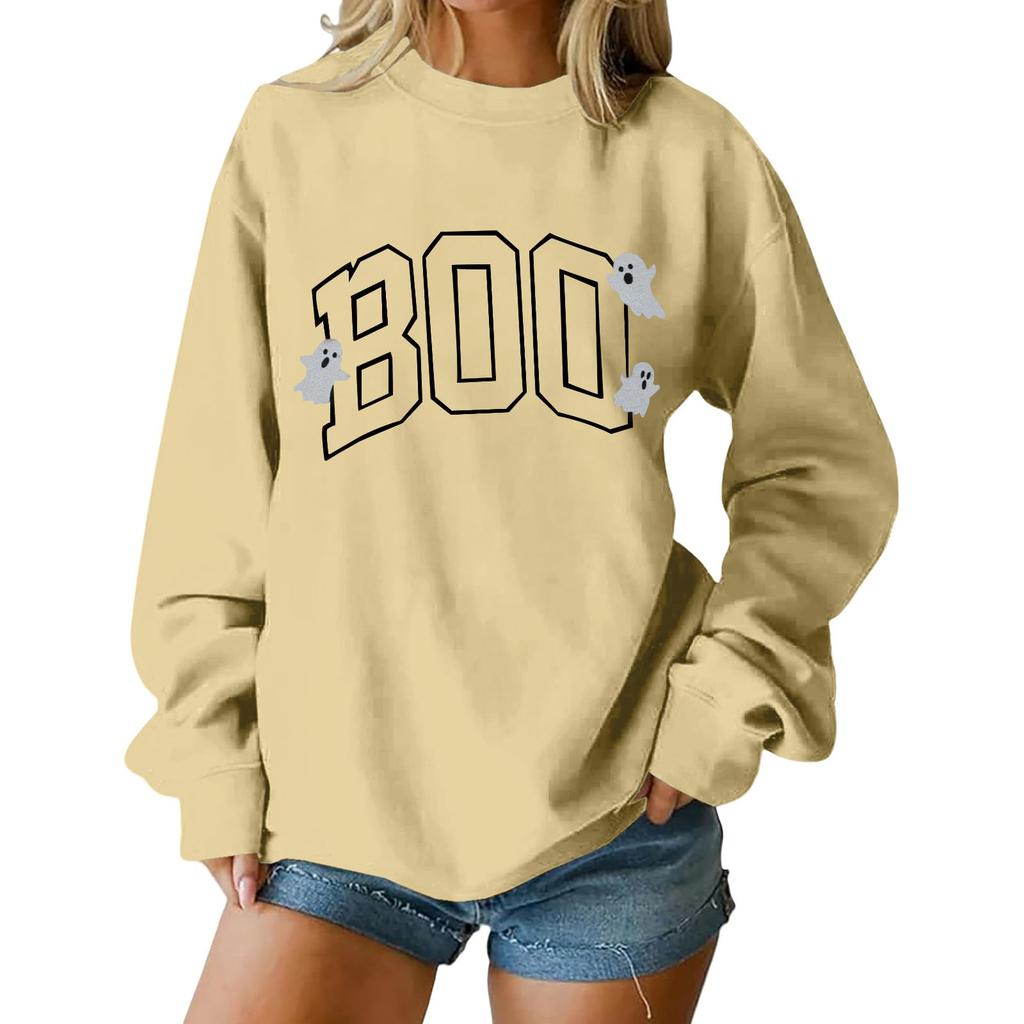 Women's Round Neck Printed Tops Cotton Casual Fashion Long Sleeve Pullover Top Blouse