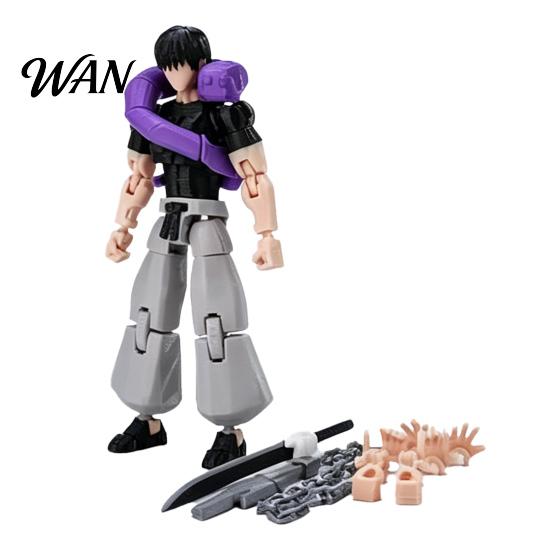 PLA Action Figure 3D Printed Anime Character Figure, Movable Joints with Desktop Decoration Accessories, Animation Model Ornament, Collectible