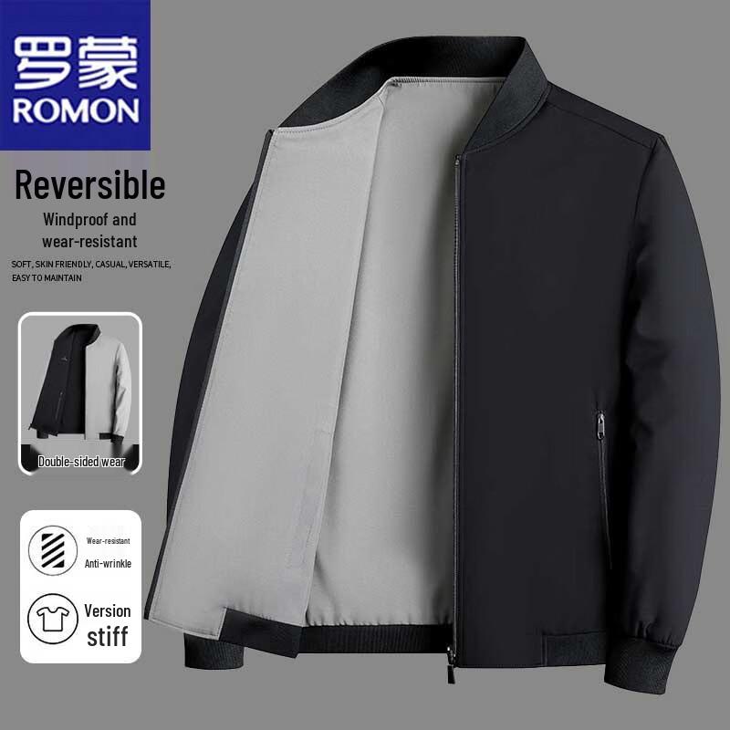 ROMON Men's Spring Autumn Business Casual Stand-Collar Jacket