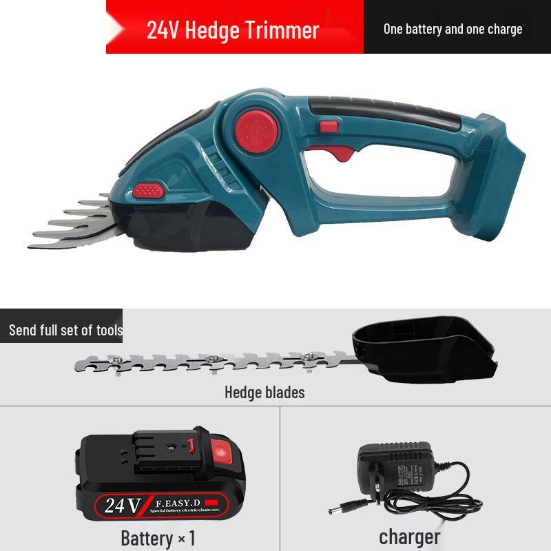 Rechargeable Dual-Purpose Electric Hedge Trimmer and Pruner - One-Handed Lawn & Garden Tool