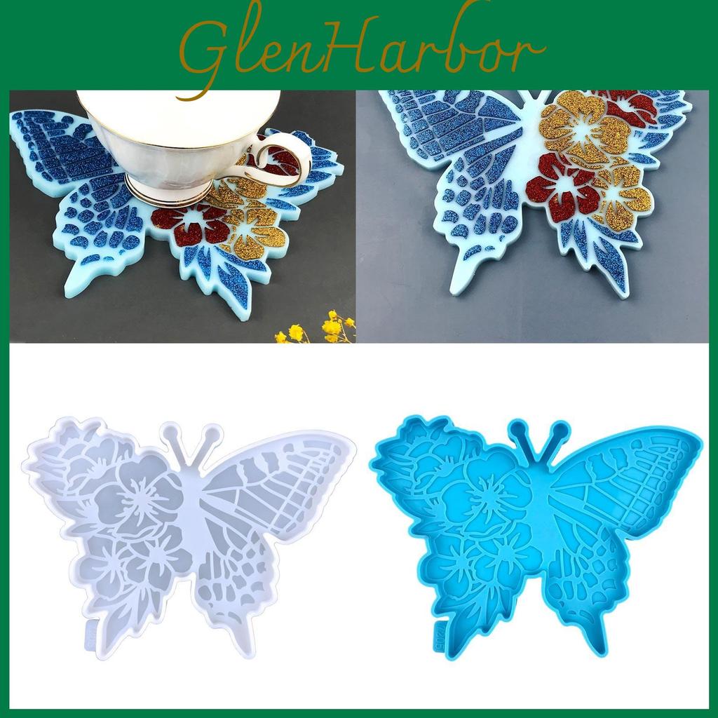 Resin Coaster For Container Molds Butterfly Silicone Mould Cups Mats Diy Epoxy Resin Mold Coaster Storage Box Craft Maki