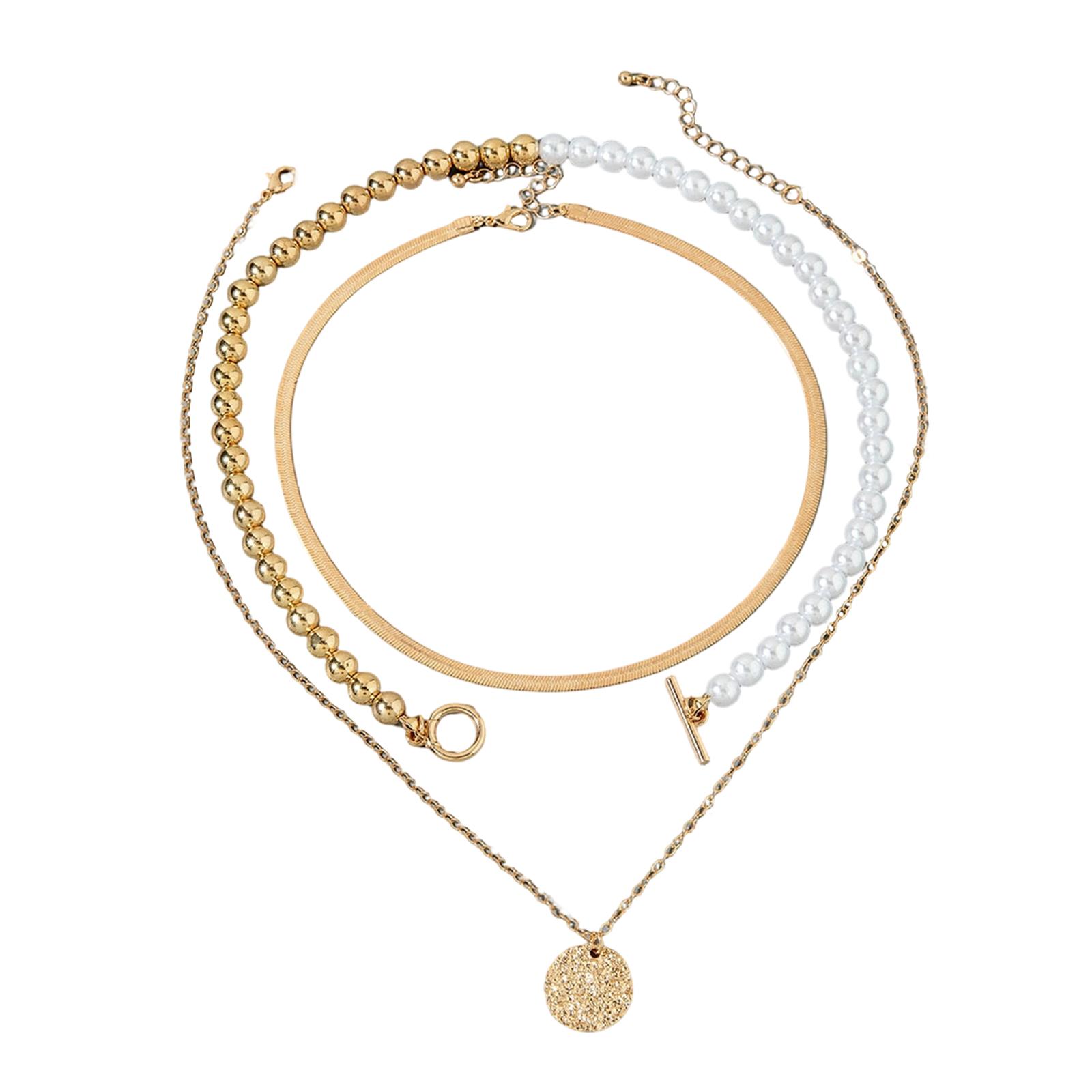 

Ladies Geometric Circular Neck Chain Alloy Water Diamond Tassel Pendant Necklace One Size