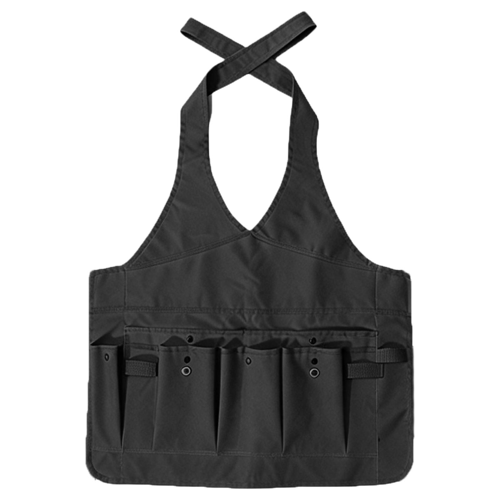 Garden Tool Storage Apron with 7 Pockets Cross Back Garden Apron Adjustable for Gardening in Flower Beds Vegetable Patches чёрный