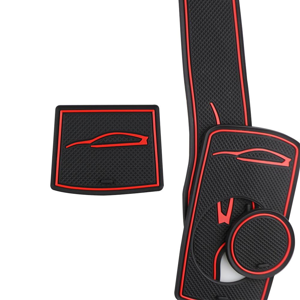 Anti-Slip Gate Slot Cup Mat for FORD Fiesta 2008 2009 2010 2012 2013 2014 2015 Non-slip Door Groove Pad Rubber Coaster Red 10pcs