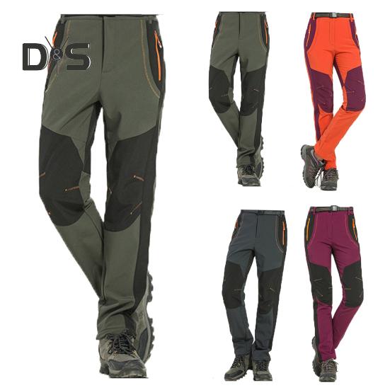 Klatrebukser for menn Elastisk midjeknapp Glidelås Flue Sporty bukser med lommer Patchwork Farge Tykt plysjfôr Utendørsaktiviteter Turbukser