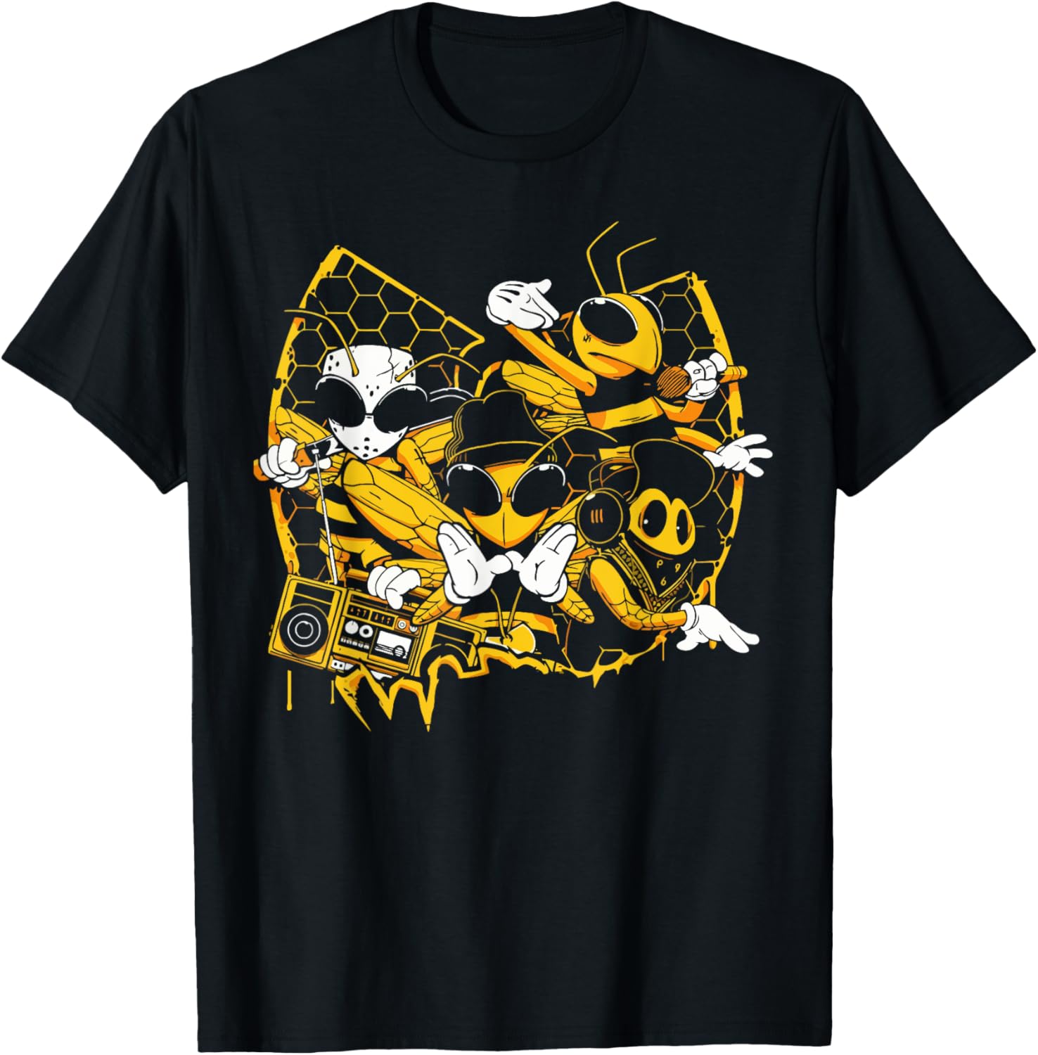 

Bees Hip Hop Old School Rap Lover Funny Gift TShirt Print Original Design Gifts T Shirt Cotton Mens Clothing Camisas Streetwear S