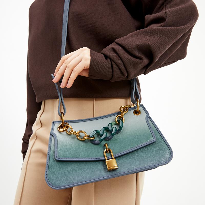 Charles & Keith Metal Lock Decorative PU Handbag Shoulder Bag Crossbody Bag Regular Women Handbags CK2-50781691