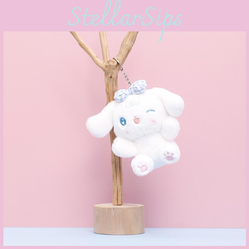 Plush Bowknot Dog Keychain Cartoon Pendant Stuffed Doll Bag Decoration Kids Gift