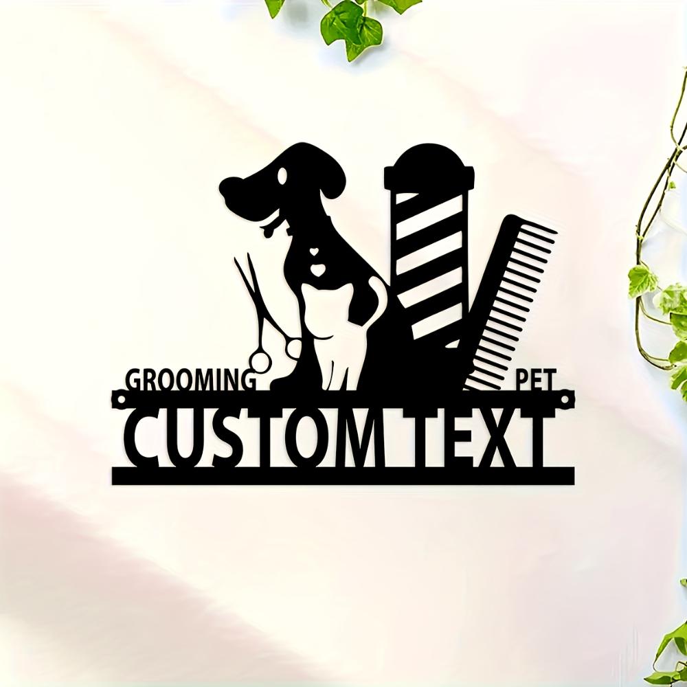 Personalized Pet Grooming Salon Metal Sign, Vintage Wall Decor for Shop