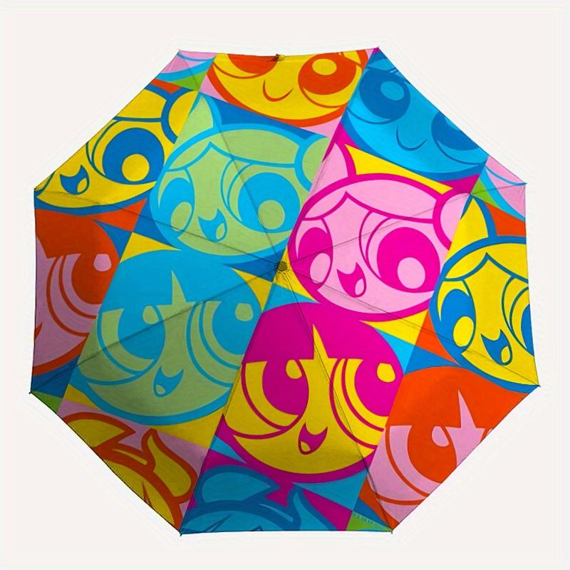 

1pc Powerpuff Girls Automatic Open/close, Portable Folding Umbrella for Women & Men,Compact Parasol, Outdoor Accessory,, Durable Frame yy250809214