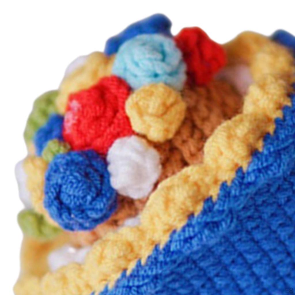 Decoration Ornament Handmade Knitted Crochet Bouquet for Girlfriend Women Wife Valentines Gifts