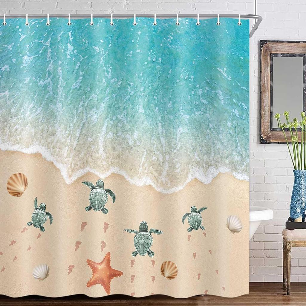 Vintage Nautical Octopus Shower Curtain Funny Ocean Beach Coastal Decorative Shower Curtains for Bathroom Waterproof
