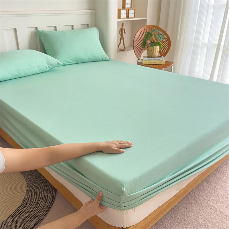3PCS Bedding Set Fitted Bed Sheet With Elastic Band Solid Color Mattress Covers Protector For Single Double King Beds Single Double King Queen Beds