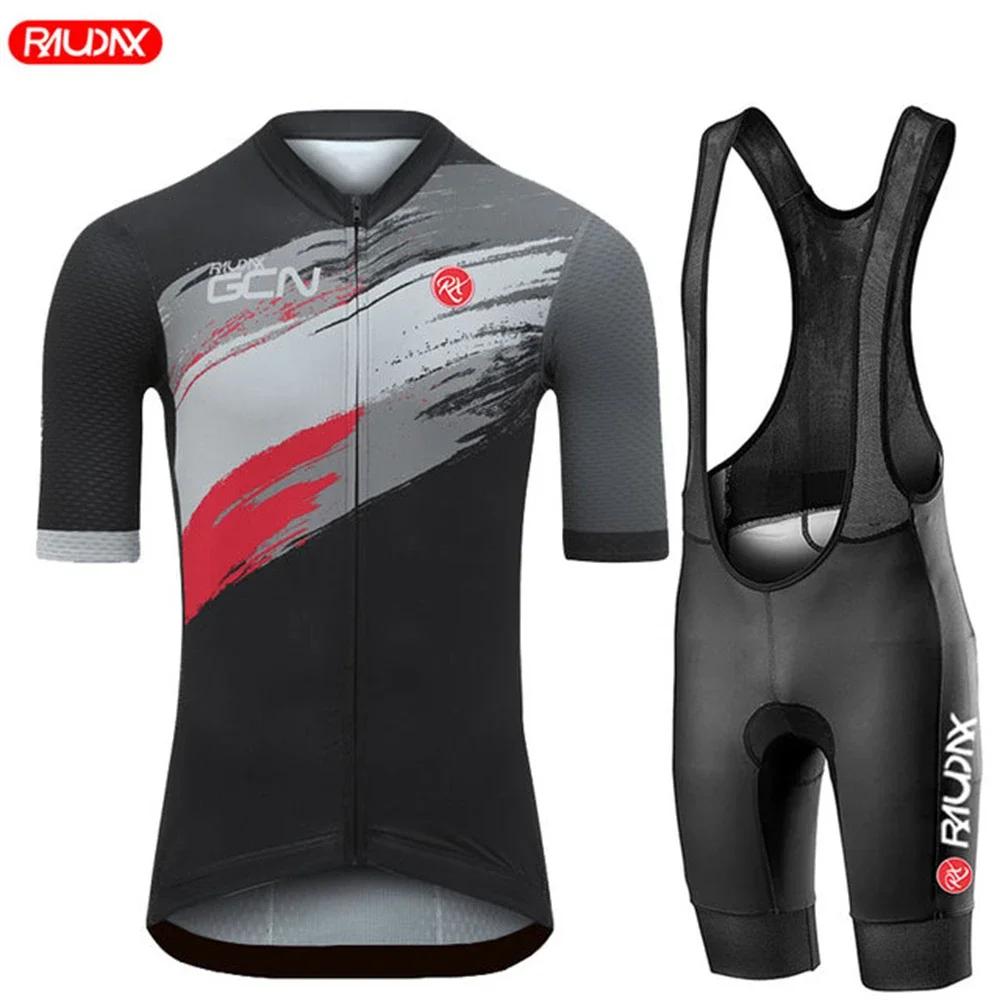 

2026 Raudax Gcn Men s Cycling Team Jersey Fit Summer Anti-UV Cycling Jersey Set Ciclismo Road Bike Riding Cycling Shirts 5XL