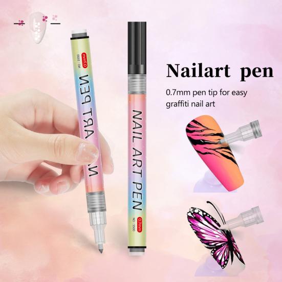 Neglekunst Pennsett DIY Plast Maling Markører for Gelnegler 0,7mm Spiss Doodle Tegnepenner Gave til Nybegynnere og Profesjonelle
