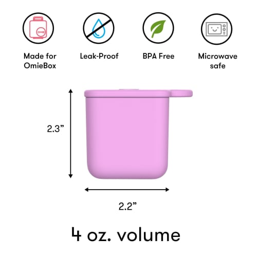 OmieBox (2-Pack) Leakproof Dip Containers, Salad Dressing Containers, and Condiment Containers with Lids, Food-Safe Silicone, 4 Oz (Pink/Teal)