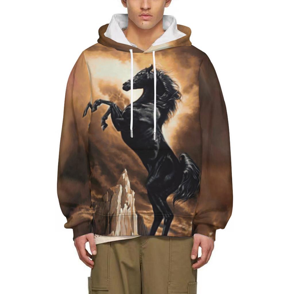 Frühlings- und Herbstmode 3D-Druck Niedliches Tier Pferd Herren-/Damen-Hoodie Street Persönlichkeit Wild Lockeres Oberteil
