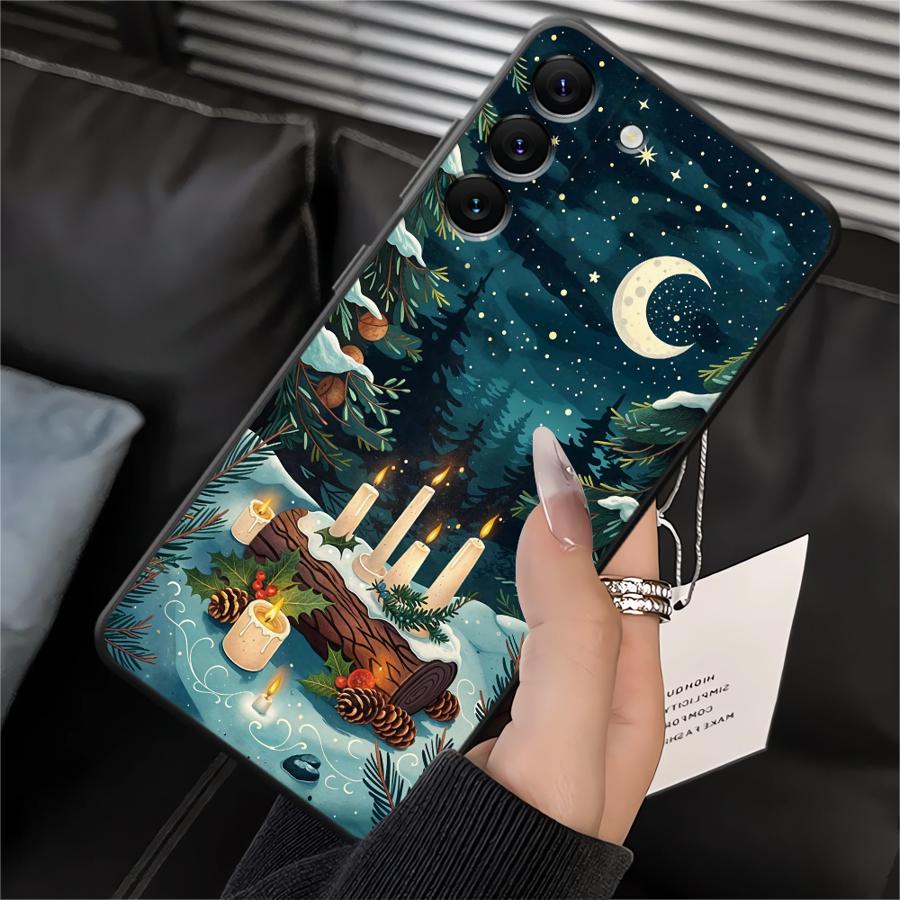 Hülle für Samsung Galaxy A20 A13 A04 A50 A06 A40 A16 A30 A15 A70 A10 A12 A17 A05 Schwarz Weiche Handyhülle Winter Schnee Weihnachten