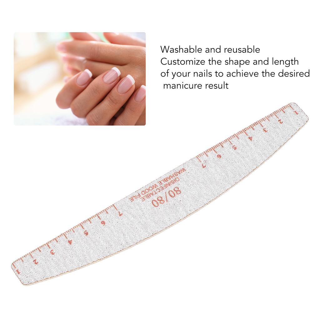 50 Pcs 80/80 Grit Nail Files Coarse Nail Filers Manicure Tool Curved Washable Reusable for Acrylic Nails Extension Gel Nails Fake Nails