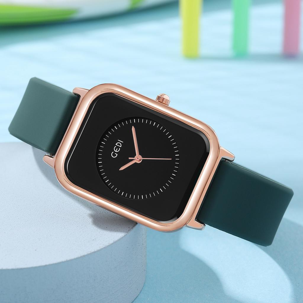 Simple And Skin-Friendly Silicone Belt Female Student Style High Value Summer Square Quartz Waterproof Watch
