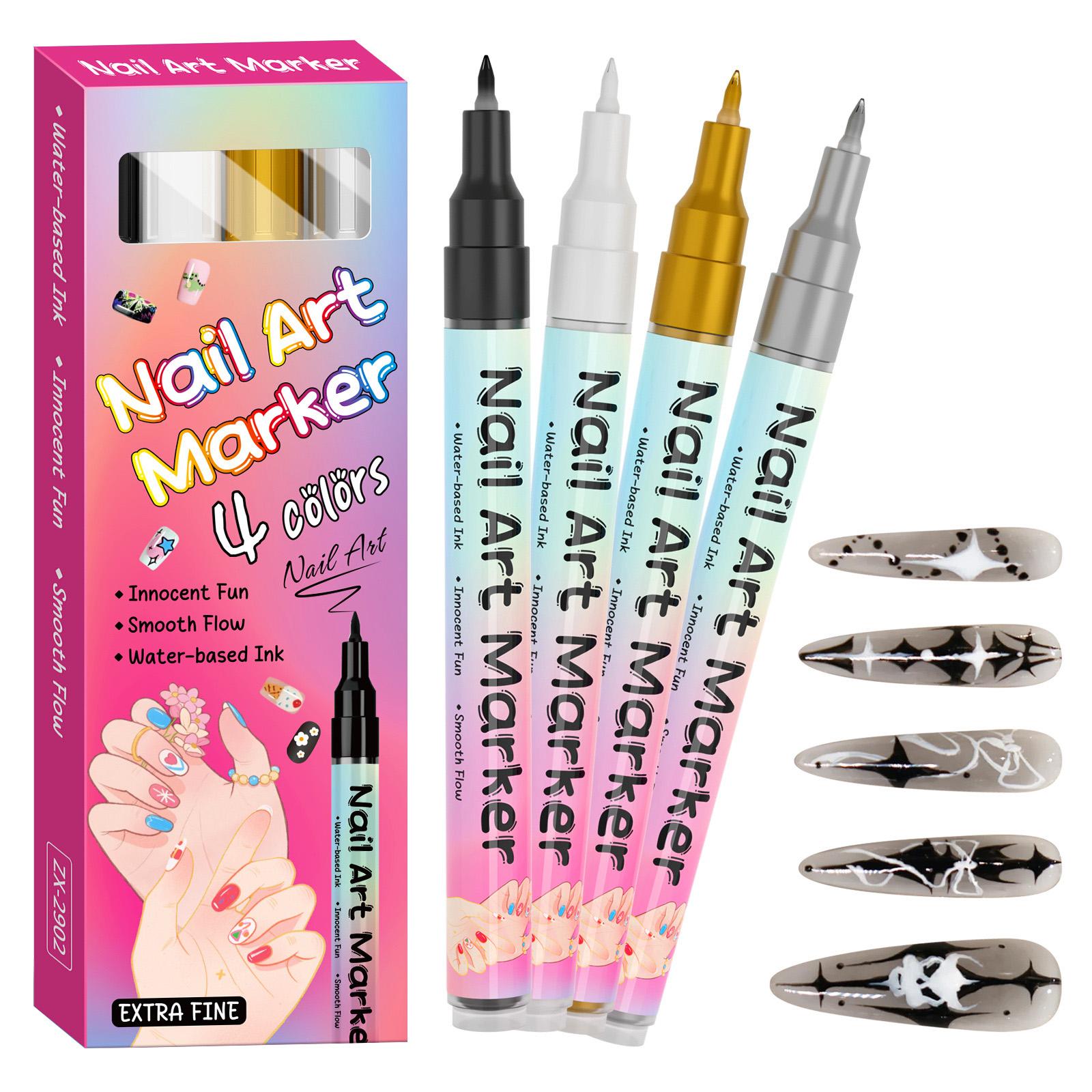 

4Colors 0.5mm Nail Pen Set,Pen Acrylic Paint Pens For Nail Design Manicure DIY Decoration 10ML One Size рожевий