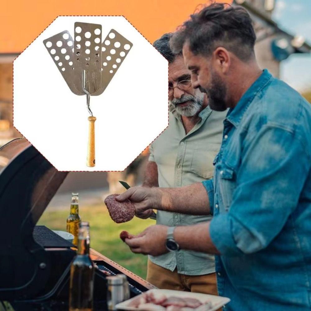Expandable Hot Meat Patty Scraper Creative Three-panel Design Grill Tool  Outdoor Cooking