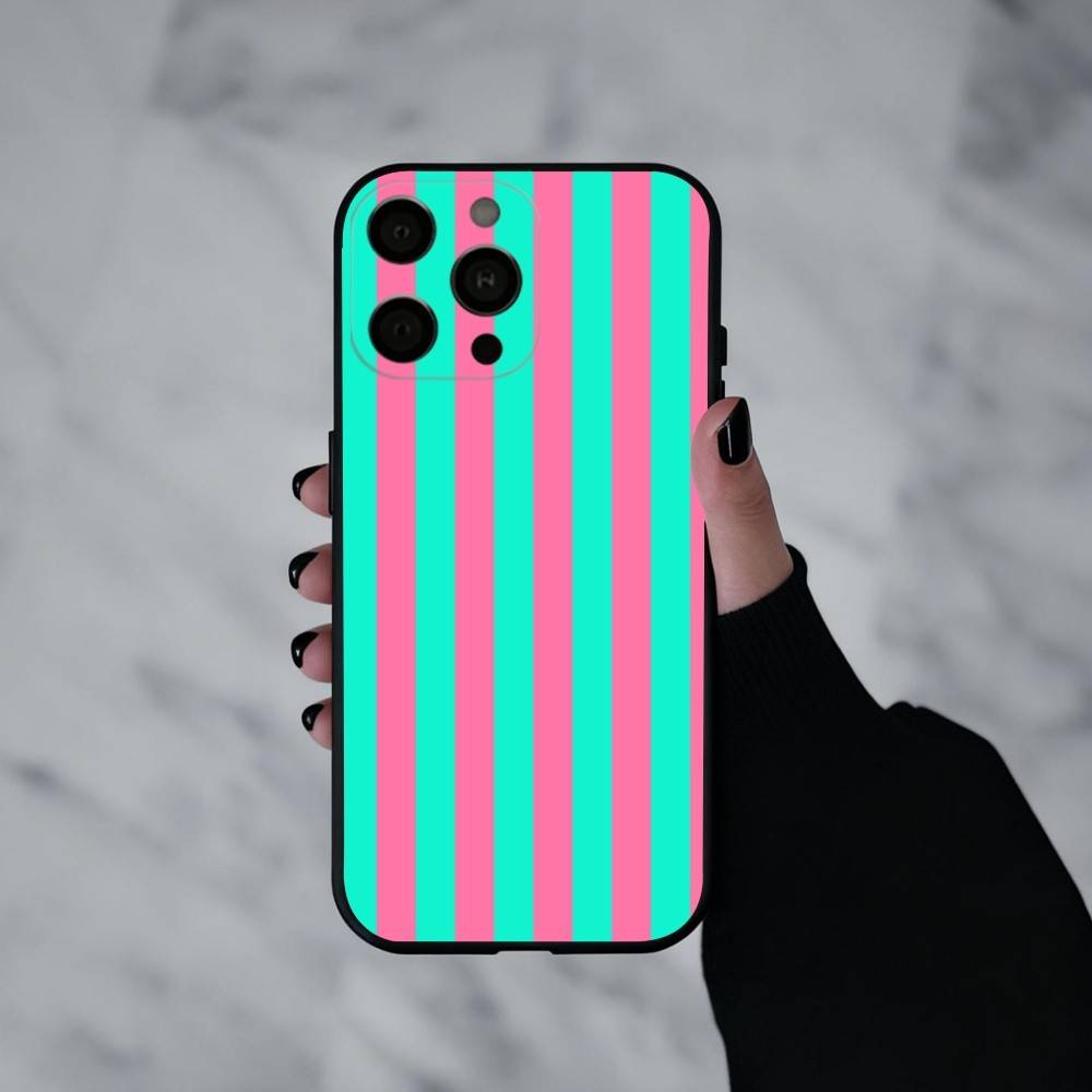 S-Striped Color-Blocking Art P-Pattern  Phone Case For iPhone 17pro,16,15,14,13,12,11 Plus,Pro Max,XS,Soft Silicone Black Cover