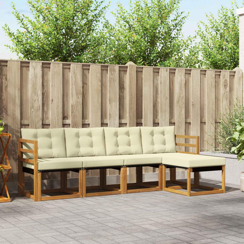 Outdoor Sofa Set with Cushions 5 pcs Natural and Cream
