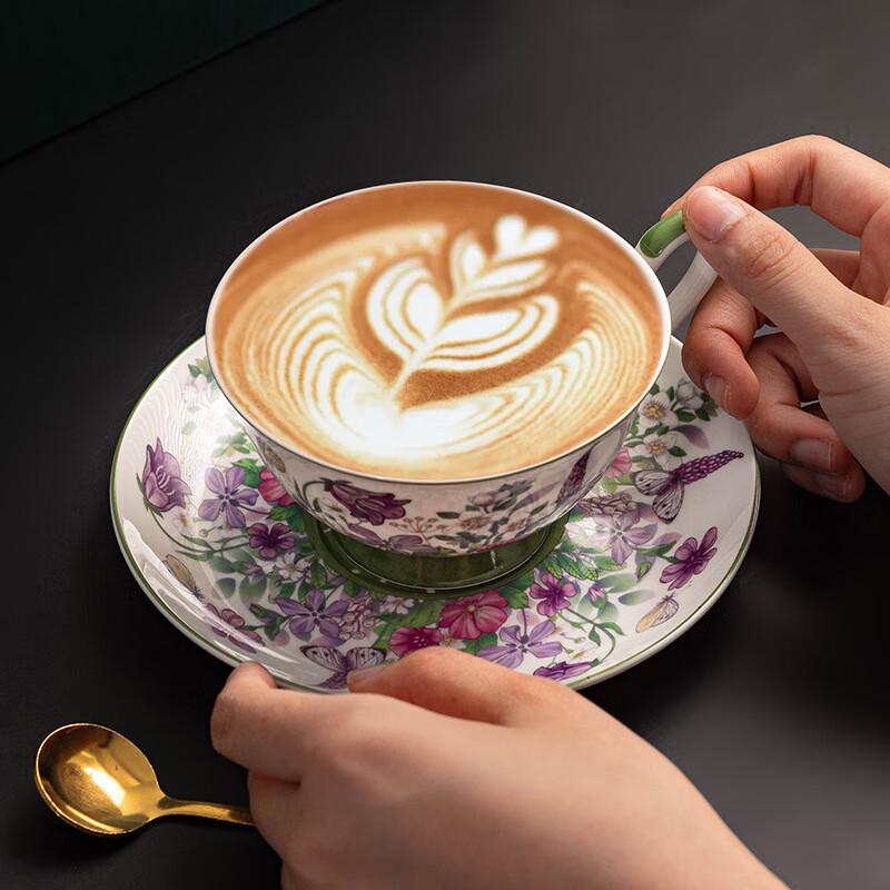 WJ Light Luxury Floral Ceramic Coffee Cup and Saucer