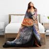 Outer Space Pizza Cat Galaxy Blankets Flannel Textile Decor Funny Breathable Lightweight Throw Blankets for Quilt
