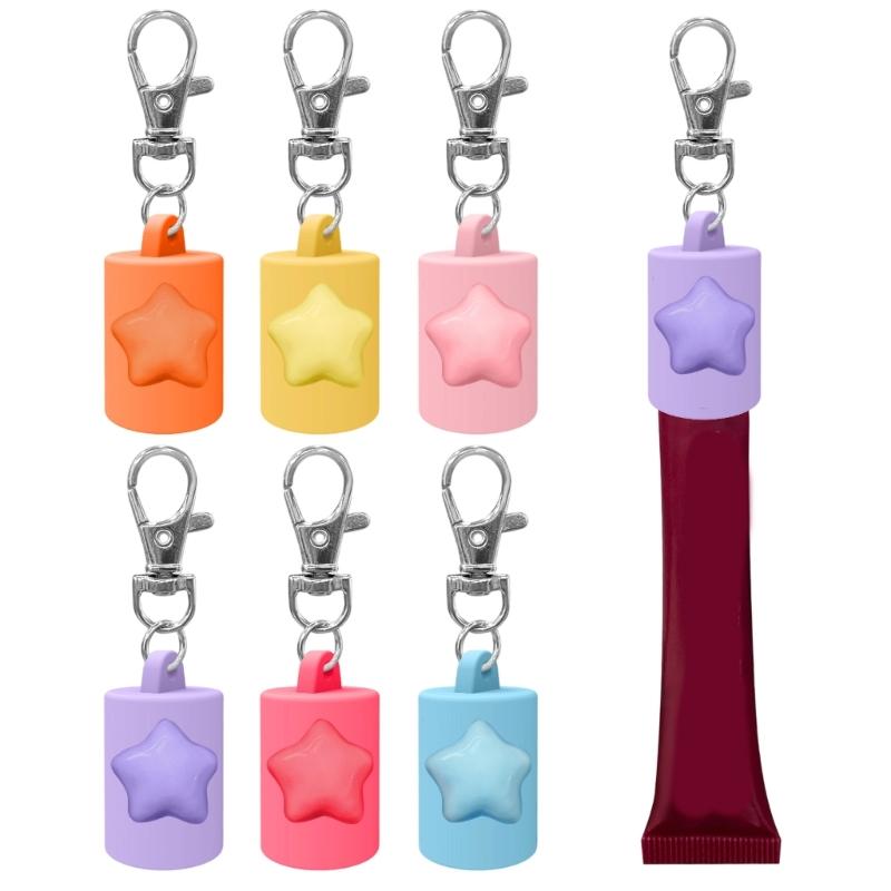Versatile Silicone Lipgloss Keychain Caps Soft Key Holder Decors Available In 6 Modern Colors Keychain Attachment