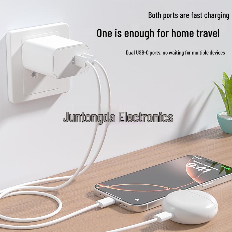 PD20W Dual USB-C Fast Charger for Apple & Samsung Devices