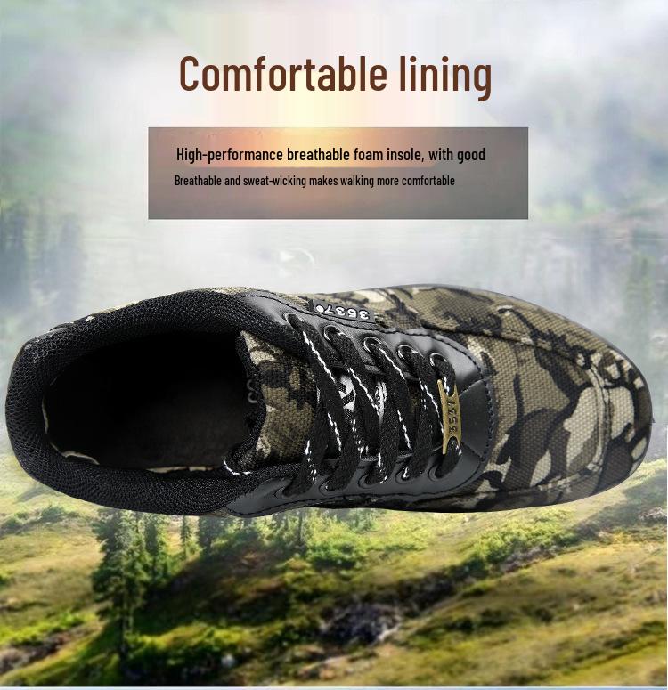 3537 Men's Low-Top Anti-Odor Non-Slip Construction Shoes - Wear-Resistant Rubber Canvas for Outdoor Mountaineering