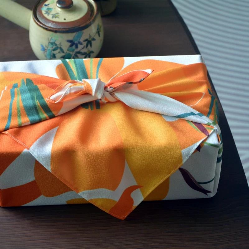 70x70cm Japanese Style Handkerchief Furoshiki Printed Square Napkin Mid-Autumn Festival Mooncakes Gift Box Wrapping Towel