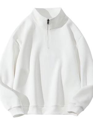 Unisex Stand Collar Half-Zip Solid Color Hoodie - Trendy, Versatile, and Casual Loose Fit Top