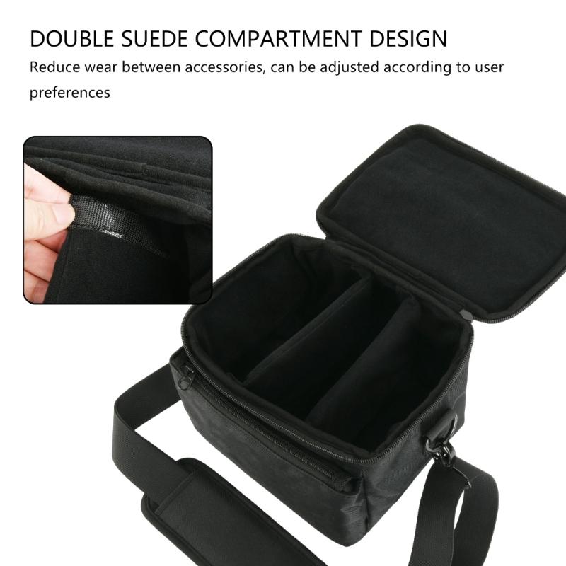 Travel Nylon Camera Carrying Case for Digital SLR Cameras with Plush Compartments Double Pockets and Shoulder Strap