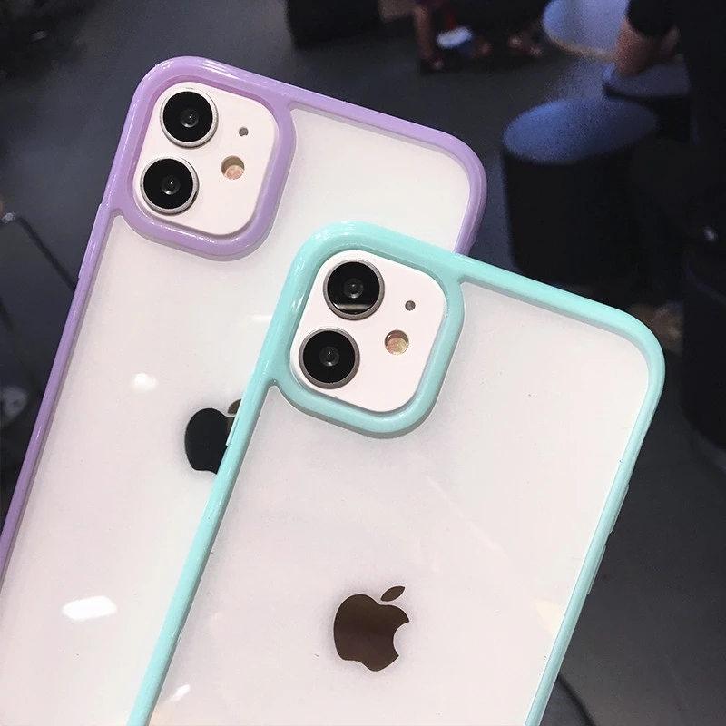 Buy Candy Color Border Shockproof Phone Case For Iphone 12 13 Mini 11 Pro Max Xr X Xs Max 7 8 Plus Se Clear Back Cover At Affordable Prices Free Shipping Real Reviews With Photos Joom