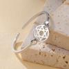 LIKGREAT Star of David Zircon Ring Hexagram Adjustable Open Rings for Women Stainless Steel Jewelry Gothic Unisex Gift Ideal