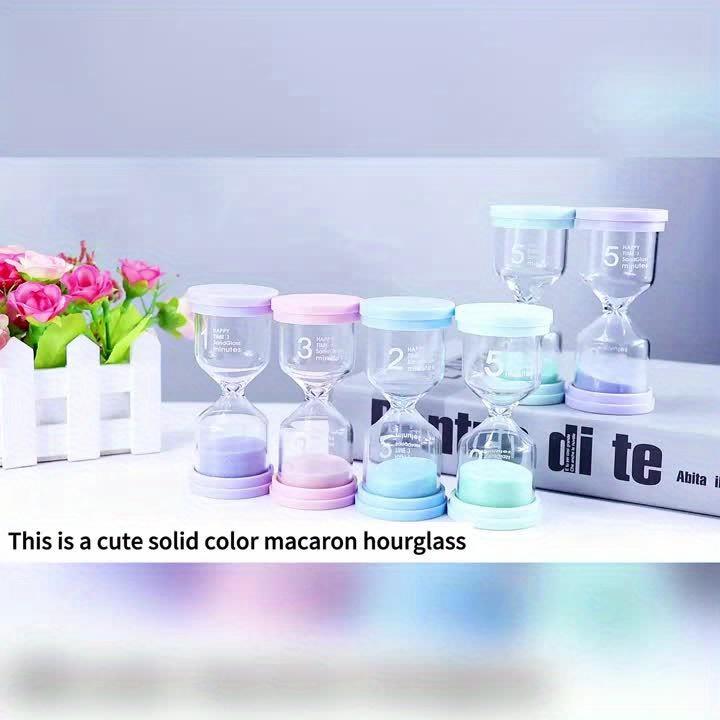 4pcs Marcaron Glass Sand Timers - 5/10/15/30 Min Colorful Hourglasses for Classroom, Home Office, Kitchen Decor & Games