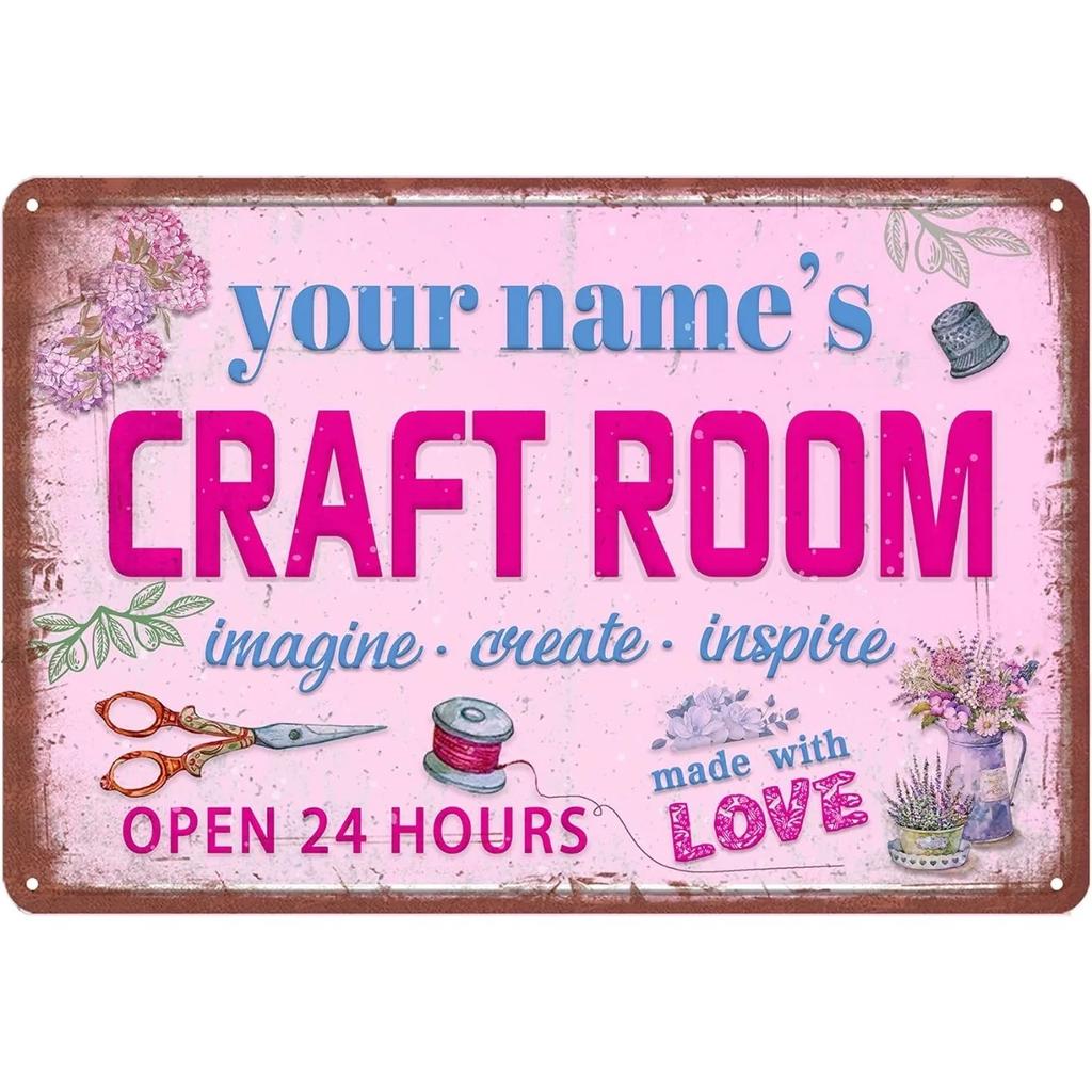 Retro Metal Wall Sign Pink Custom Plaque Room Decor Personalized Engraved Artwork Home Office Gift