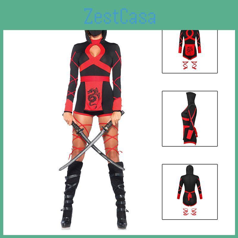 Einzigartiger Damen Ninja-Jumpsuit für Cosplay-Partys und Halloween-Festlichkeiten