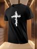Thorny Cross Print Tshirt - Black Graphic Tee with Intric...