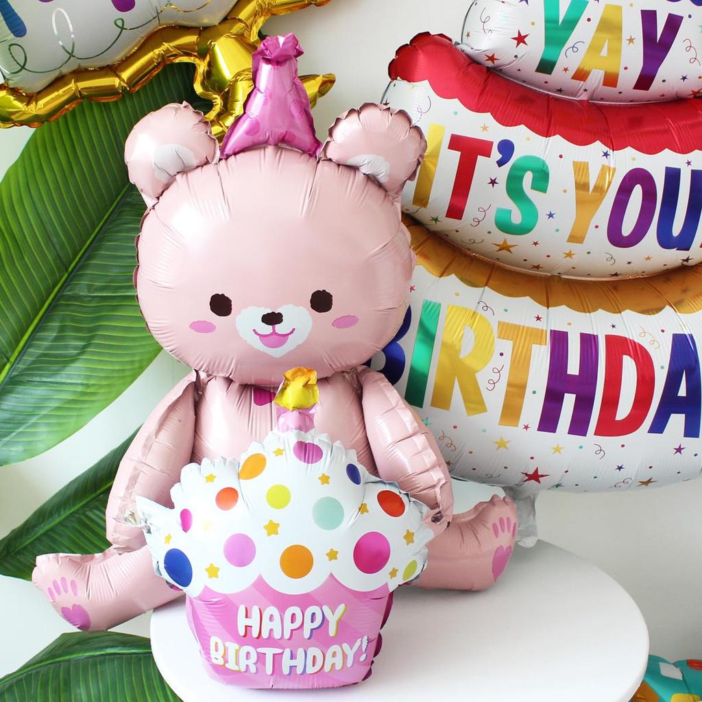 Colorful Large Birthday Cake Foil Balloon for Kids' Party Decoration and Photo Props