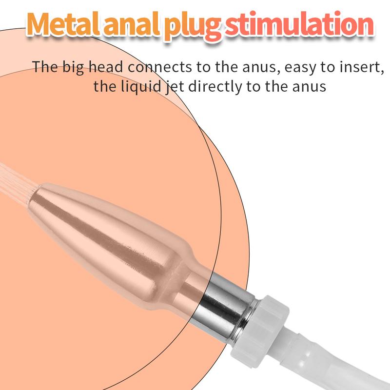 Metal Anal Plug Funnel Mineral Water Bottle Dual use Flushing Anal Vagina Cleaning Enema Machine Washing Sex Toys For Women Men