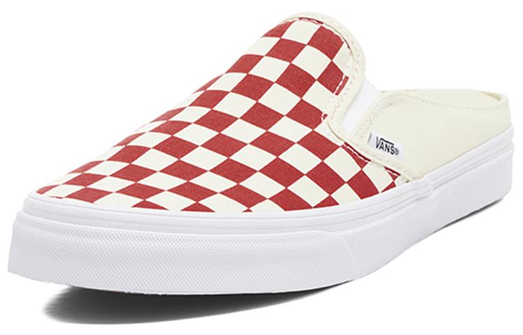 Vans Slip On Mules Low Top Skateboard Shoes Unisex Red White Plaid VN0004KTTLF1